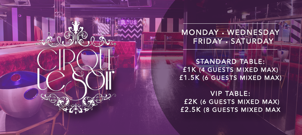 vip tables cirque le soir