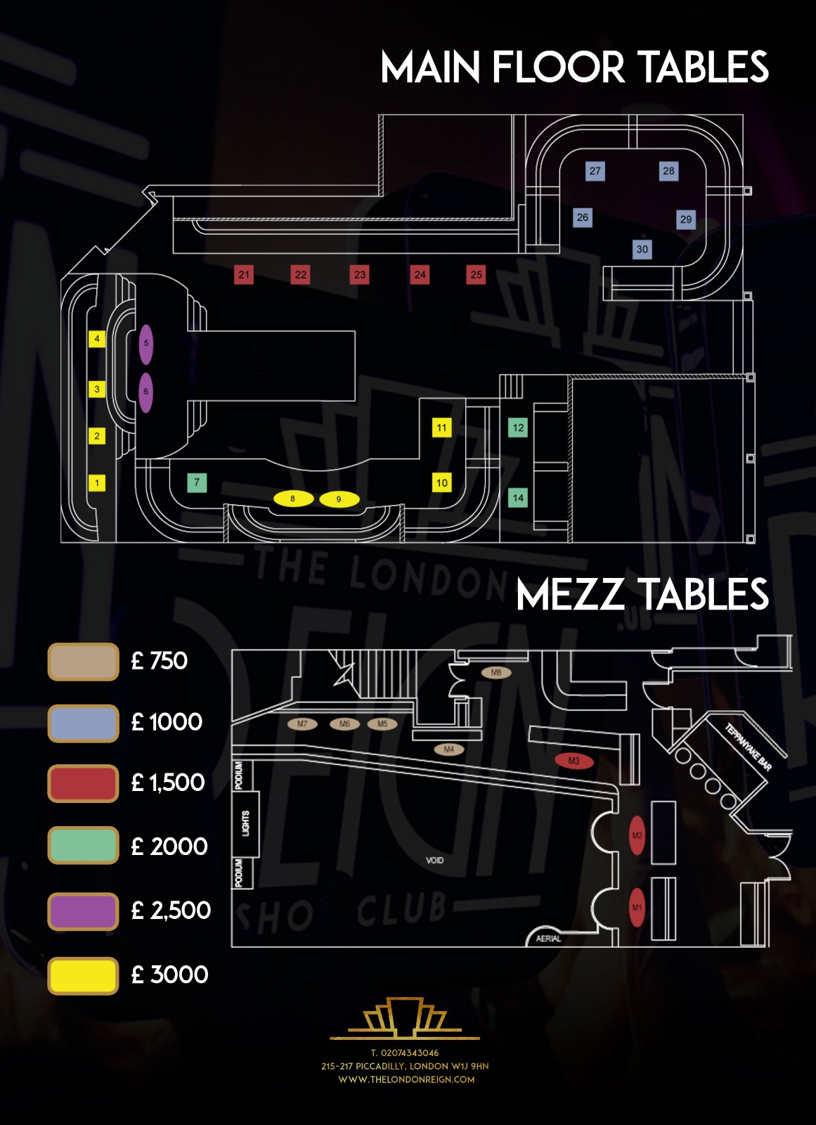 Reign London Table Map